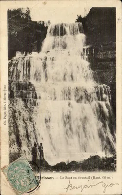 Bilhete postal antigo Herisson O Salto em Ventilador