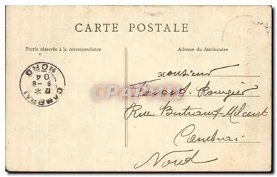Bilhete postal antigo Herisson O Salto em Ventilador — Verso