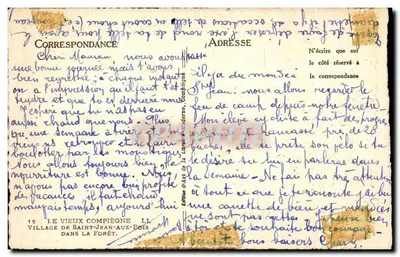 Stare Compiègne — Wioska Saint-Jean-aux-Bois w lesie — Wydawnictwo artystyczne Librairie Moderne — Rewers