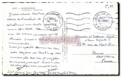 Tombeaux Saadiens — Marrakech — Wydawnictwo J. rond-petit, Casablanca — Rewers