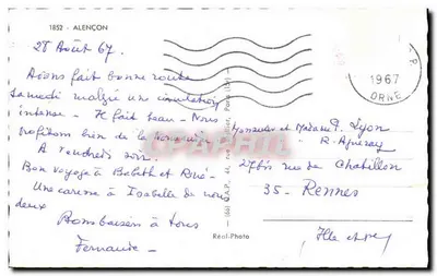 Alençon — Lembrança de Alençon — Récl-Photo — Verso