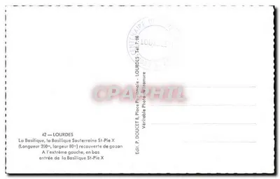 Lourdes — La Basilique Souterraine St-Pie X — Éditeur Edlux — Verso