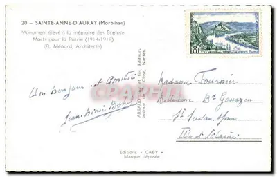 Sainte-Anne-d'Auray — Pomnik poświęcony pamięci Bretonów zginących za Ojczyznę (1914-1918) — Éditions Gaby — Rewers
