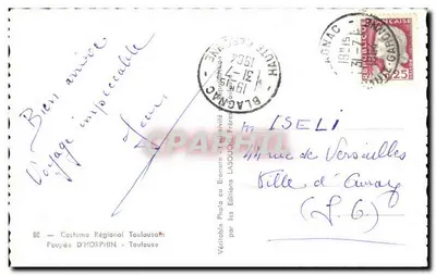 Três bonecas em traje regional toulousano — Editora: Les Éditions LA3OUCHE Frères — N° 82 — Verso