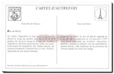Paris — O Jardim das Tuileries e a Rue de Rivoli — ND Phot — Verso