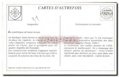 Toulouse — Igreja de São Sernin — Édito-Service S.A. n° D2 465 53 05 — Verso