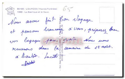 Lourdes — A Basílica e o Gave — Ed. Gep Poulanc — Verso