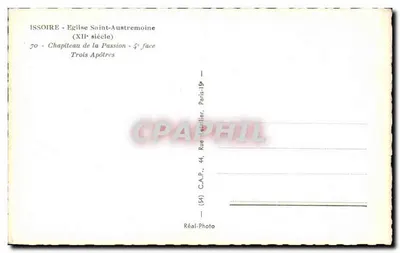 Issoire — Katedra św. Austremoine — Kapitele Pasyji, 4. strona, Trzech Apostołów — Réal-Photo, Paryż — Rewers