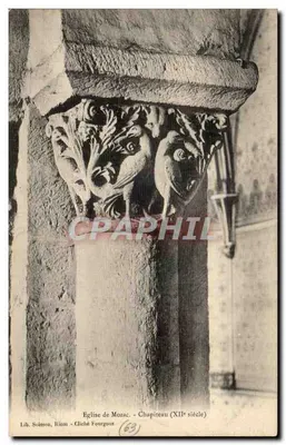 Igreja de Mozac - Capitel (século XII) — Litografia Soisson, Riom - Cliché Fourgoos (63)