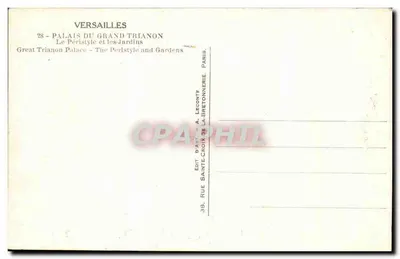 Versailles — Palácio do Grande Trianon e o Pórtico e os Jardins — Editor A. Leconte — Verso