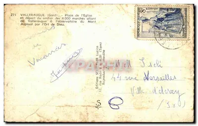 Cartolina d'epoca Piazza di Chiesa e Partenza del Sentiero di Valleraugue — Verso