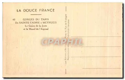 Gorges do Tarn — Sainte-Énimie a Meyrueis — Les Éditions d'Art Yvon, Paris — Verso