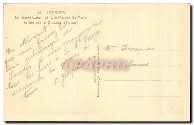 Lourdes — O Sagrado Coração e Santa Marguerite-Marie — oferecido pelo Diocese de Autun — Verso