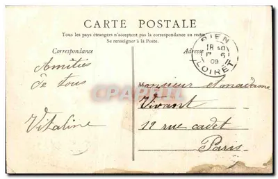Bilhete postal antigo Saint Fargeau O Castelo — Verso