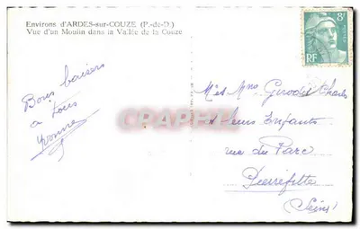 Environs d'ARDES-sur-COUZE (P.-de-D) — Vista de uma Moinha na Vale da Couze — Cim — Verso