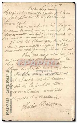Bilhete postal antigo Fantasia à beira do lago — Verso