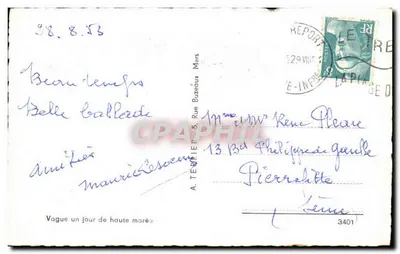 Onda em um dia de maré alta — A. TERRIER — editor A. TERRIER, n° 5 Rue Buzeaux, Mars — Verso