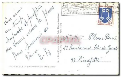 Vence (A.M.) — Dom Studentek — wydawca Real-Photo, nr (5) — Rewers