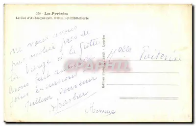 Il Col d'Aubisque — vista del passo e dell'albergo — Edizione Foto Quinault - Lourdes — Verso
