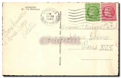 Lourdes — A Basílica — Edições Pau (Midi-Pyrénées) — Verso