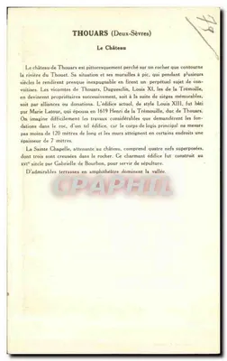 Thouars (Deux-Sèvres) — O Castelo — Coleção da Solution Pauwaberge — Verso