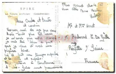 Igreja protestante de Lavelle — Espira — Éd. Lavelle & Cie — Verso