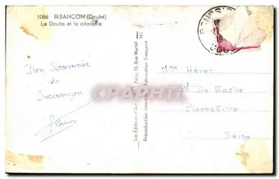 Besançon (Doubs) — O Doubs e a cidadela — Les Éditions d'Art Martel — Verso