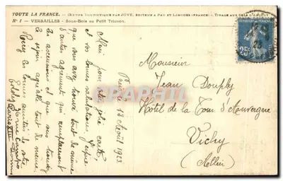 Versailles - Sous-Bois ao Petit Trianon — Editor Jove, Pau e Limoges, n°1 — Verso