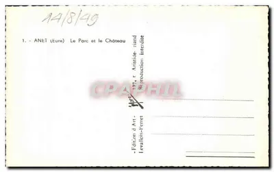 Anet (Eure) — O Parque e o Castelo — Edição de Arte Levallois-Perret n°1 — Verso