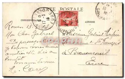 Rouen - Statue de Napoléon — fondue avec le bronze provenant des canons d'Austerlitz, érigée en 1863 — C.V. 431 — Verso