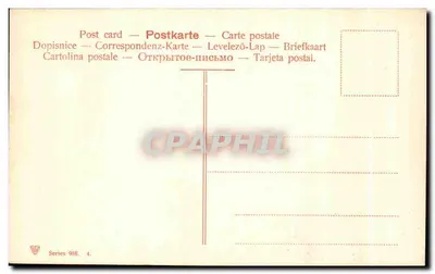 Statek na morzu — burzowy niebo z promieniami słońca — seria 988, n°4 — Rewers
