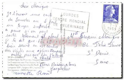 Lourdes — Miejsce pielgrzymkowe — Wydawca P. Doucet, nr 201 B — Rewers