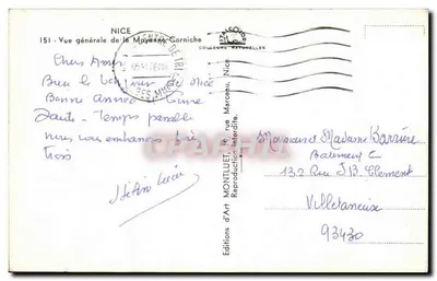 Widok z Moyenne Corniche — Nice — Éditions d'Art Montluet — Rewers