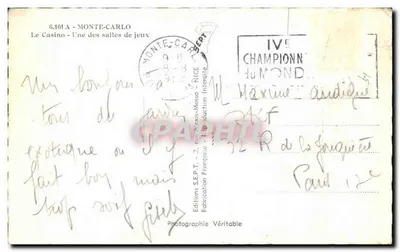 El Casino - Una de las salas de juego — Monte-Carlo, S.E.P.T. n° 6.181A — Reverso