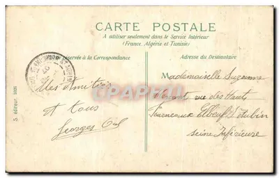 PARIS - Palais Royal — vista de la plaza con carruajes y peatones — editor S. editor, n° 1035 — Reverso