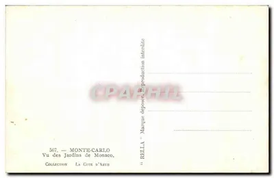 Widok ogrodów Monako — Monte-Carlo — kolekcja La Côte d'Azur — Rewers