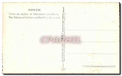 Palais de Justice et Monument aux Morts — Rouen — Éditions de Luxe Estel — Verso