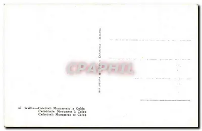 Katedra w Sewilli — Pomnik Kolumba — Wydawnictwo Artística Española, Madryt — Rewers