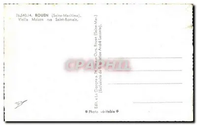 Rouen — Velha Casa na Rua Saint-Romain — A Garça — Verso