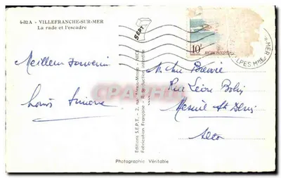 A enseada e a esquadra — Villefranche-sur-Mer — Éditions S.E.P.T. — Verso