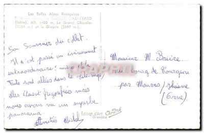 Les Belles Alpes Françaises — Collet d'Allevard (Isère), widok z wierzchołka i Grand Charnier — Wydawnictwo Art Grenoble — Rewers