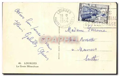 Jaskinia Miraculuzna — Lourdes — Wydawnictwo Photo Quarrault, n°46 — Rewers