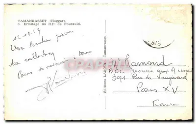Ermitage du R.P. de Foucauld — Tamanrasset (Hoggar) — Éditions LAROUL — Rewers