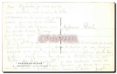 Cauterets — Jezioro Gaube — Wydawca: Éditions Laquèche, nr 4 — Rewers