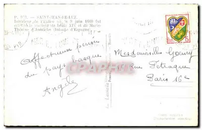 Interior de la iglesia de San Juan de Luz — P. 93 — Editor L. Lavielle — Reverso