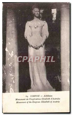 Bilhete postal antigo Corfu Achilleion Monumento da Imperatriz Elisabeth da Áustria Grécia