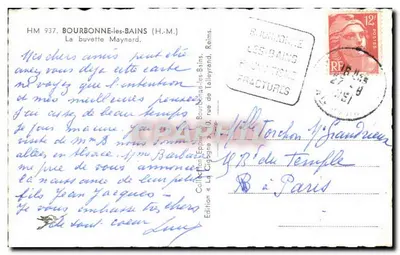 Buvette Maynard — Bourbonne-les-Bains — Edição La Cigogne — Verso
