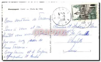 Champagnole (Jura) — Cachoeira do Ain — Edições F. BEY — Verso