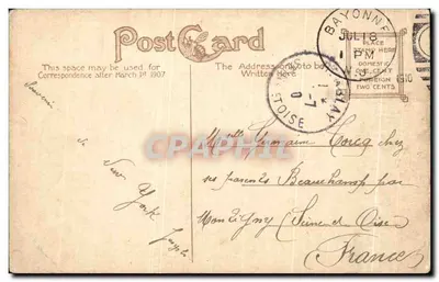 Escola pública — Bayonne, N.J. — Souvenir Post Card Co. N.Y.S. n°5801 — Verso