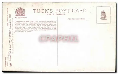 Wherry na Yare — widok krajobrazowy z młykiem wiatrowym — Tuck's Post Card, seria 3468 — Rewers